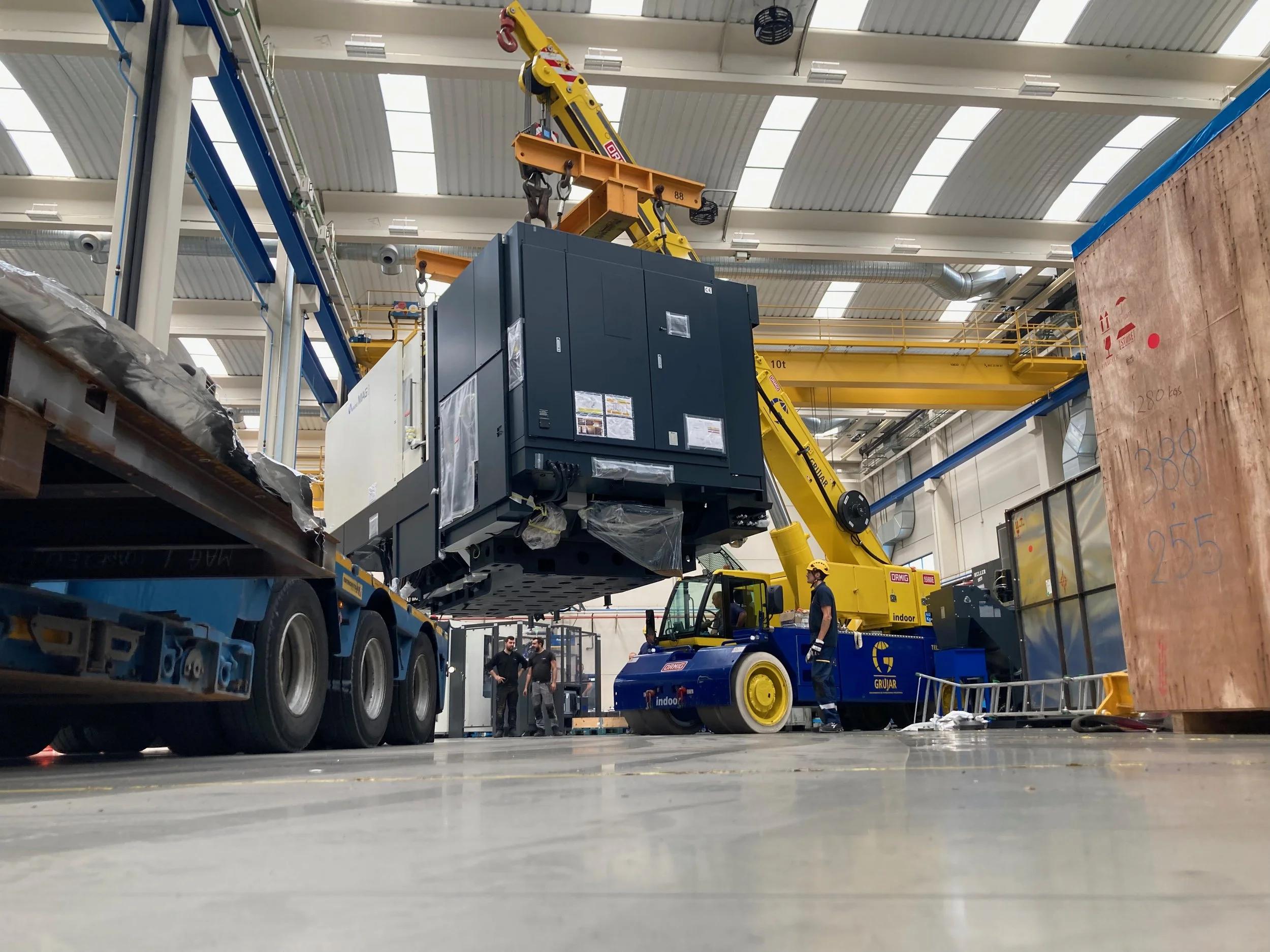 Heavy appliance and machinery wrapped and labelled for an industrial relocation